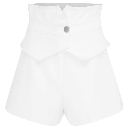 Layered stretch-cotton twill shorts white