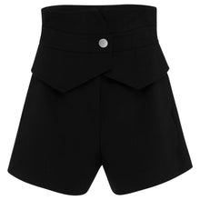 Layered stretch-cotton twill shorts black