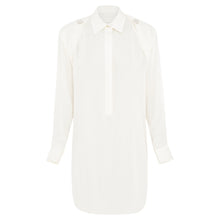 Oversized silk-satin shirt white