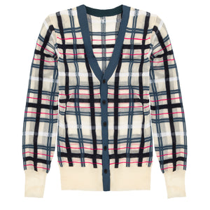 Checked cotton-blend jersey