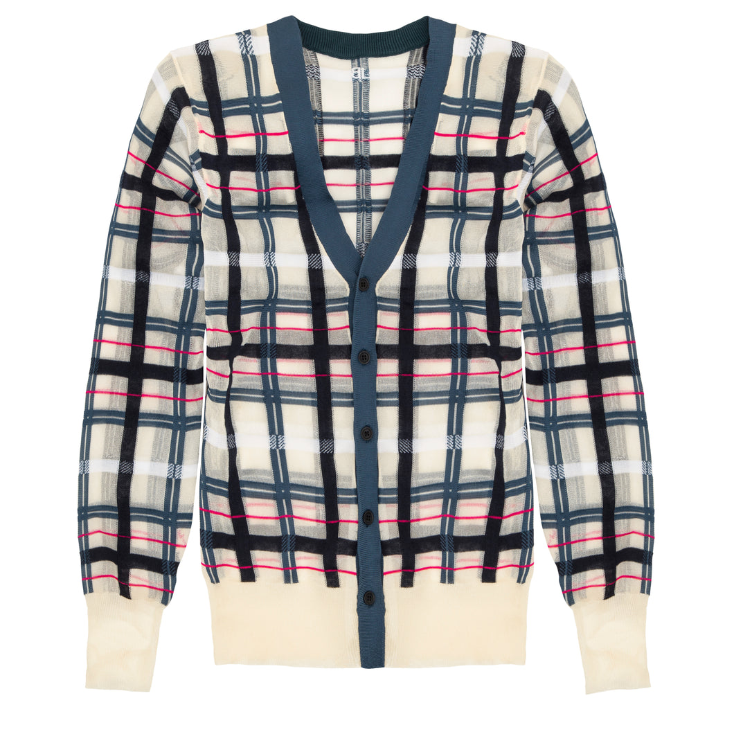 Checked cotton-blend jersey