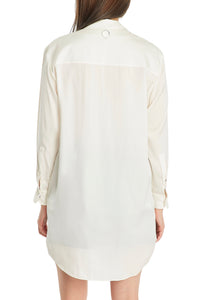 Oversized silk-satin shirt white