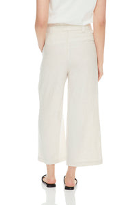 Cropped silk and linen-blend wide-leg pants
