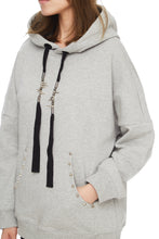 Studded oversized cotton-jersey hoodie grey