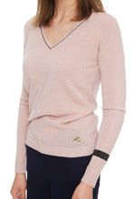 Embroidered metallic knitted sweater pink