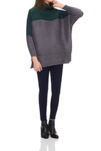 Two-toned ribbed-knit turtleneck sweater