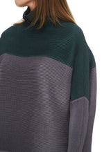 Two-toned ribbed-knit turtleneck sweater